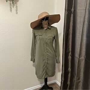 Banana Republic | Olive Green Button-Up Shirt Dress